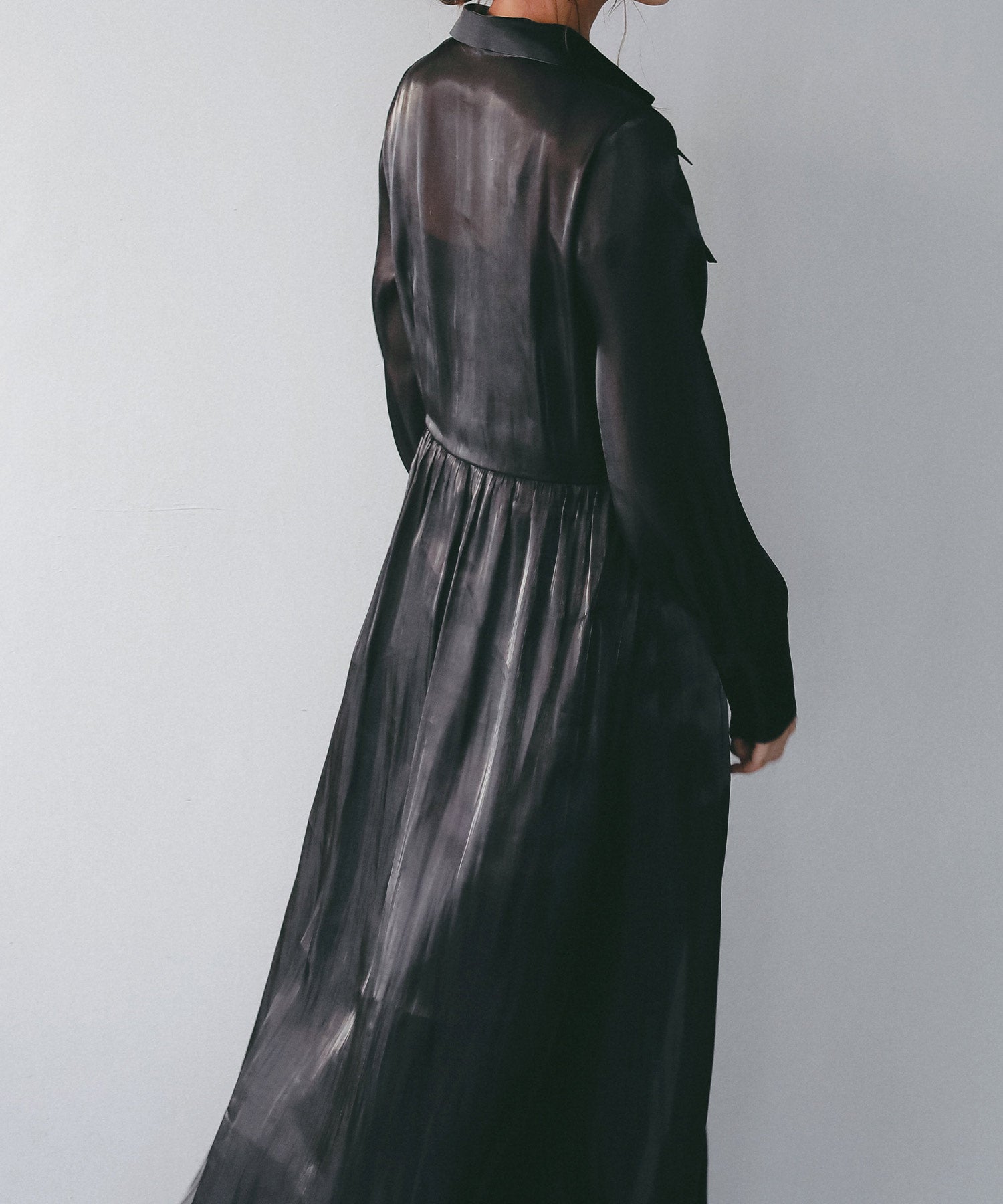 2WAY光沢シアーシャツワンピース