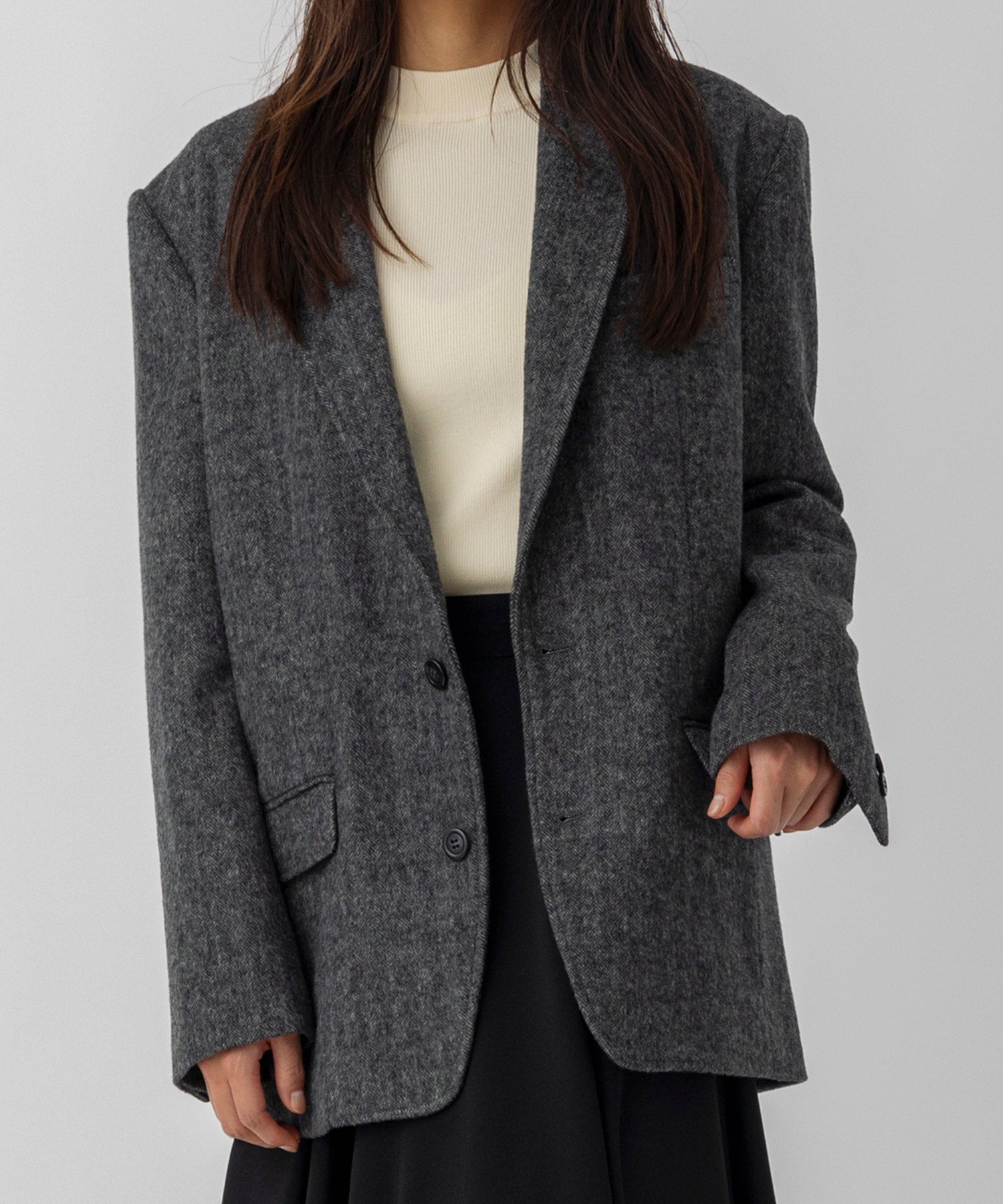 ヘリンボーンウールツイードジャケット