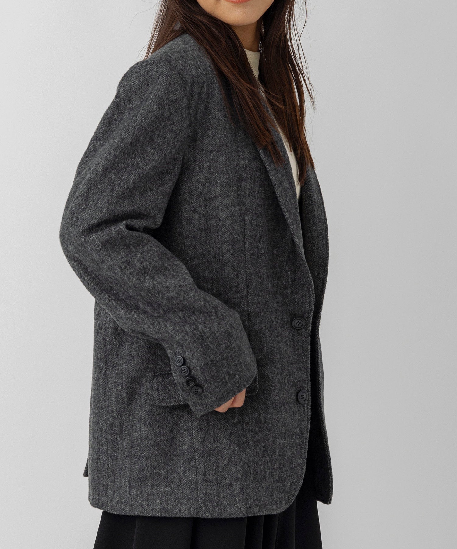 ヘリンボーンウールツイードジャケット