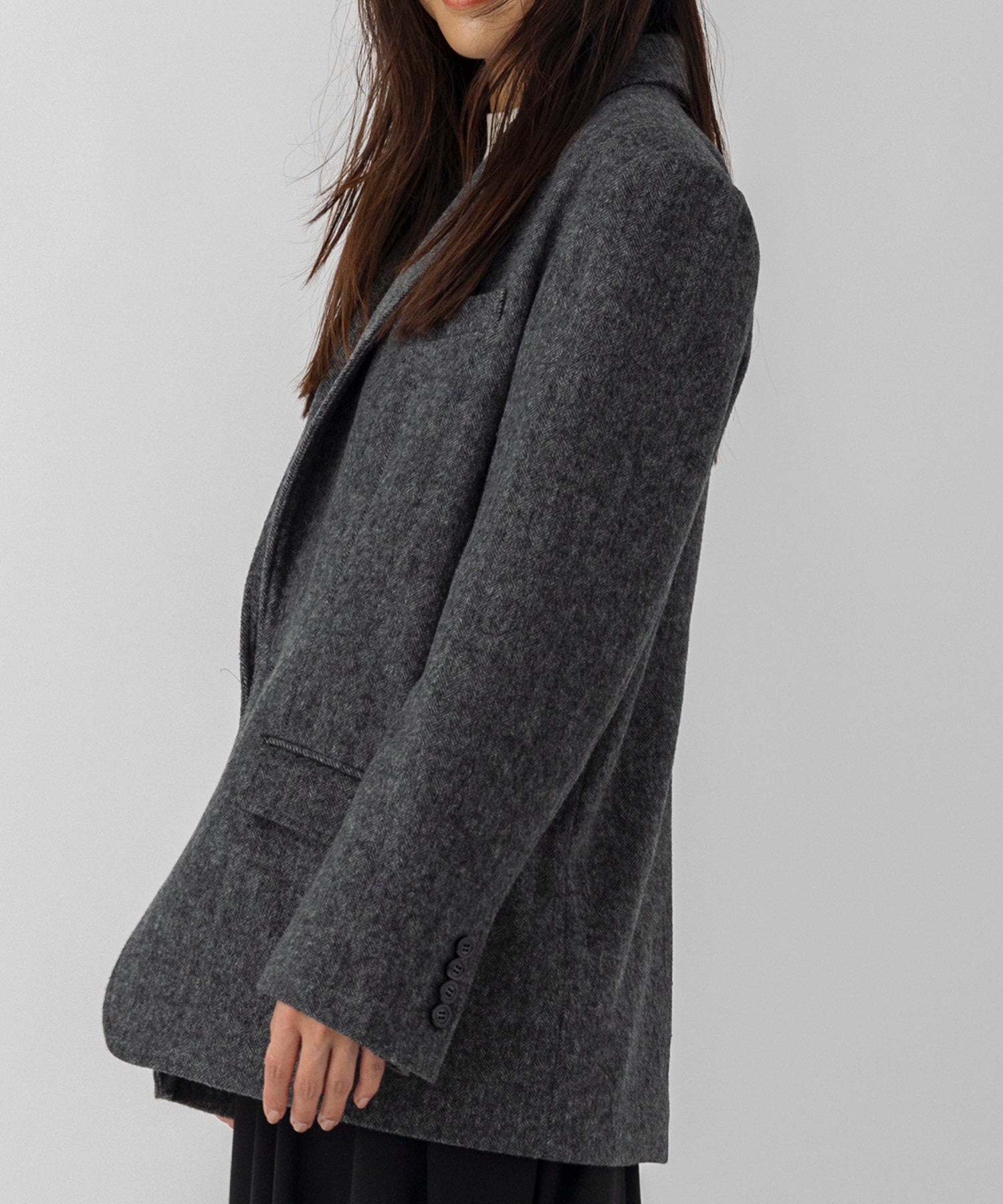 ヘリンボーンウールツイードジャケット