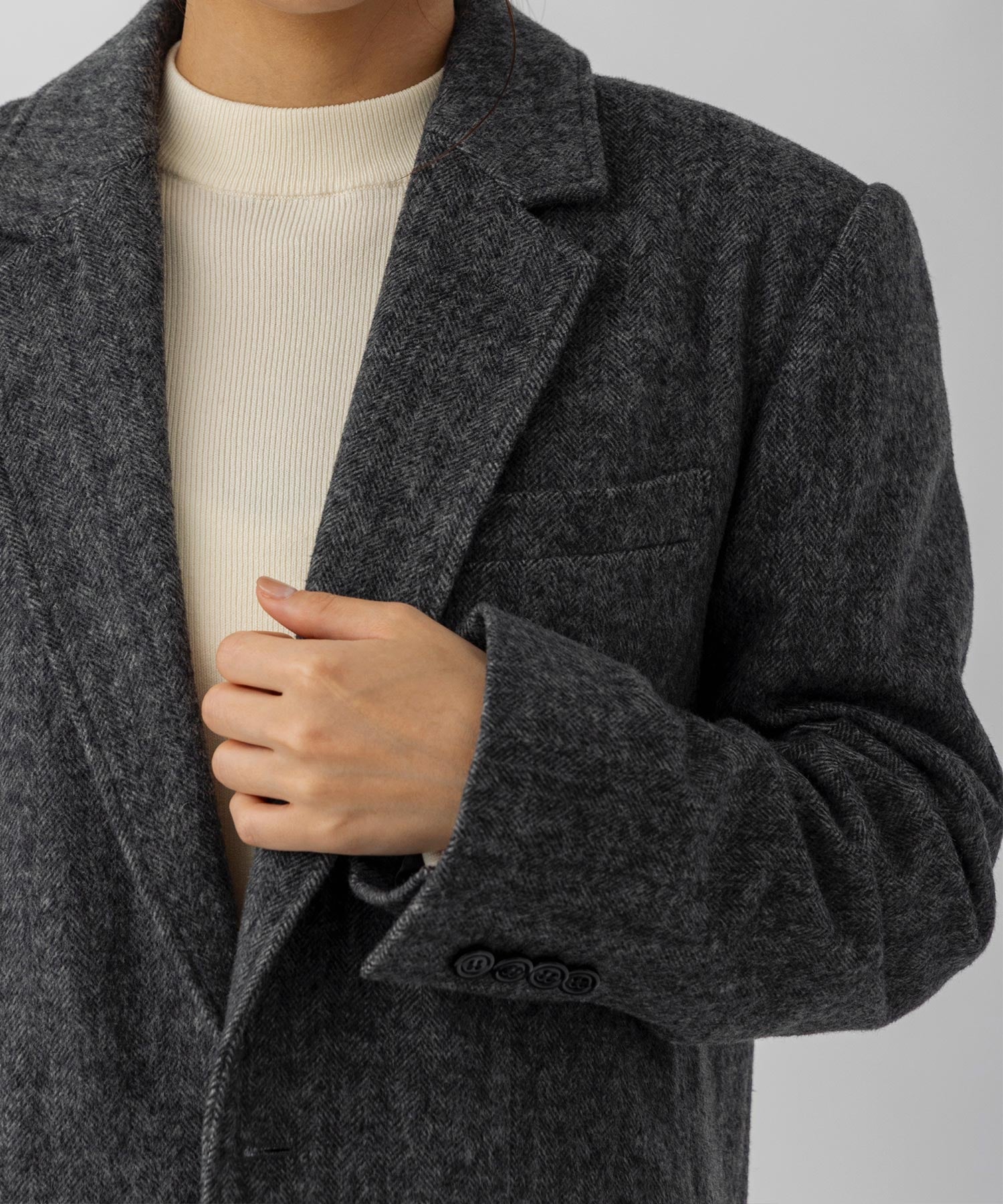 ヘリンボーンウールツイードジャケット