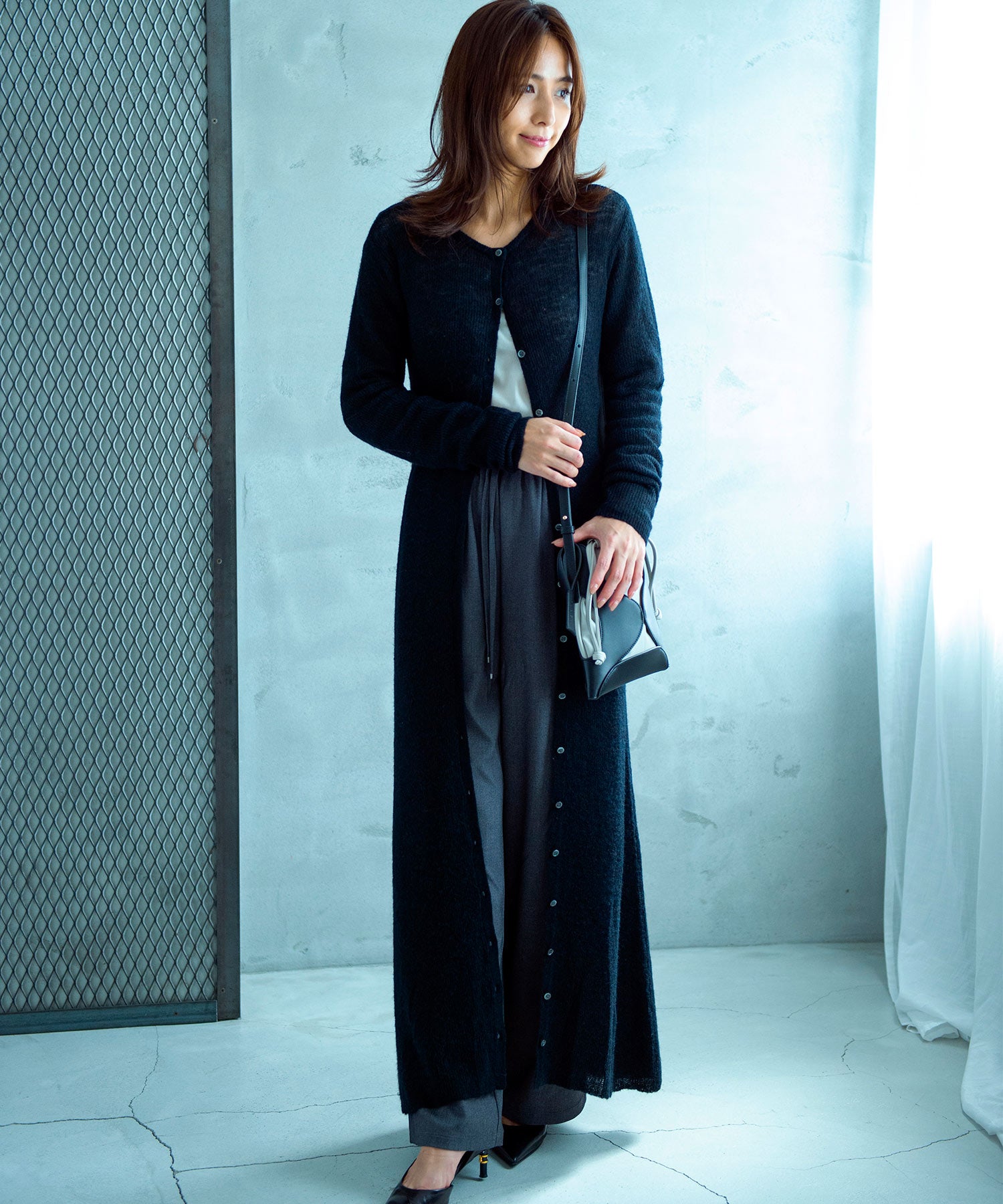 【11月下旬お届け予約商品】モヘヤタッチ 2WAYロングカーディガンワンピース