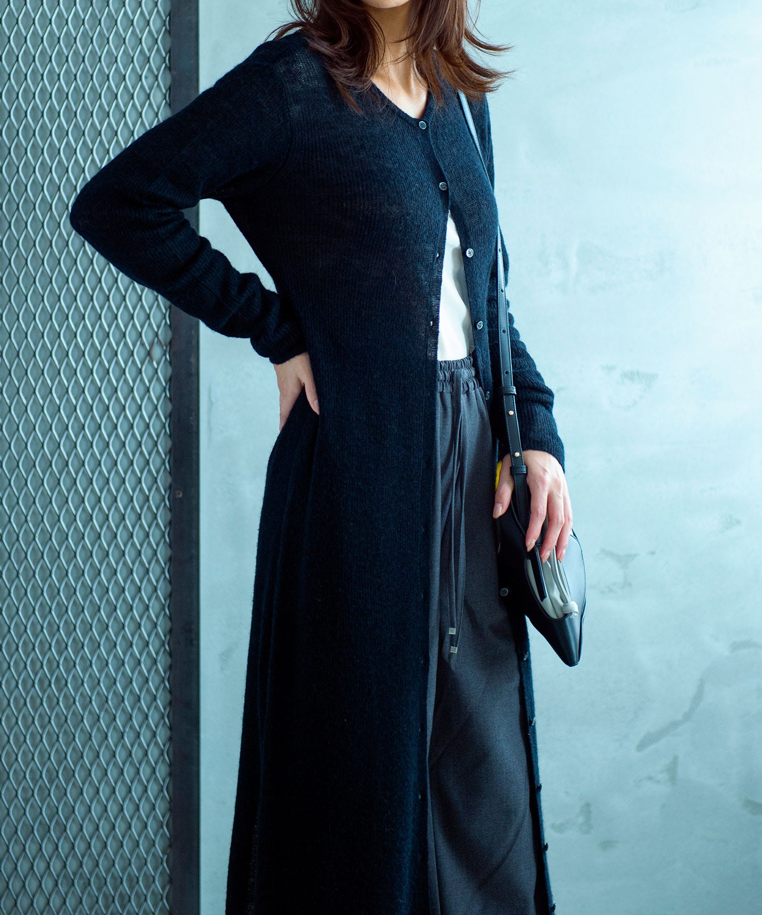 【11月下旬お届け予約商品】モヘヤタッチ 2WAYロングカーディガンワンピース