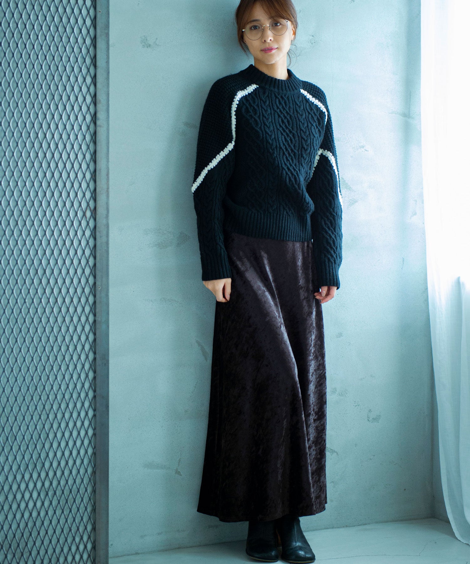 【11月下旬お届け予約商品】ウォッシャブルケーブルニット