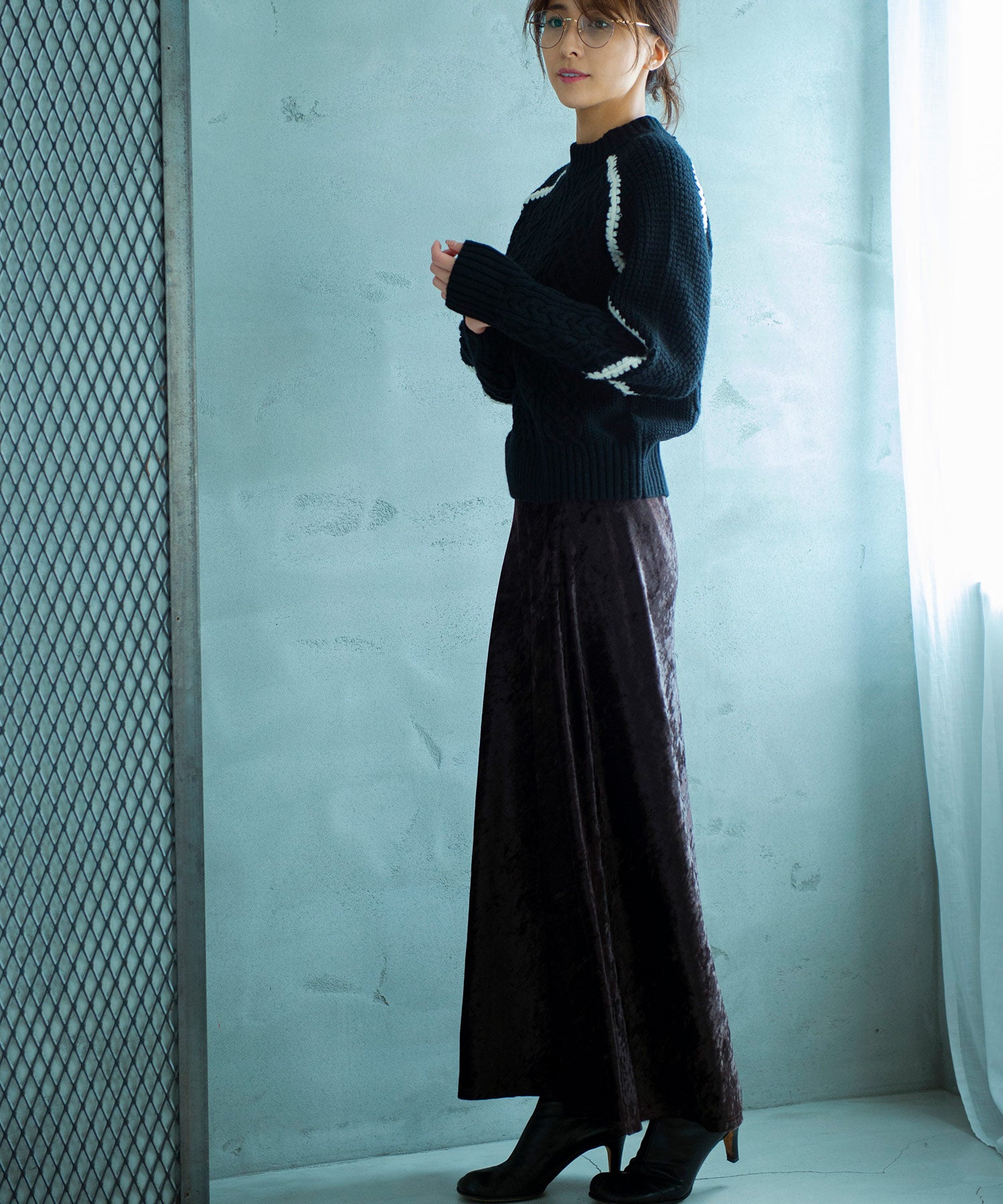 【11月下旬お届け予約商品】ウォッシャブルケーブルニット