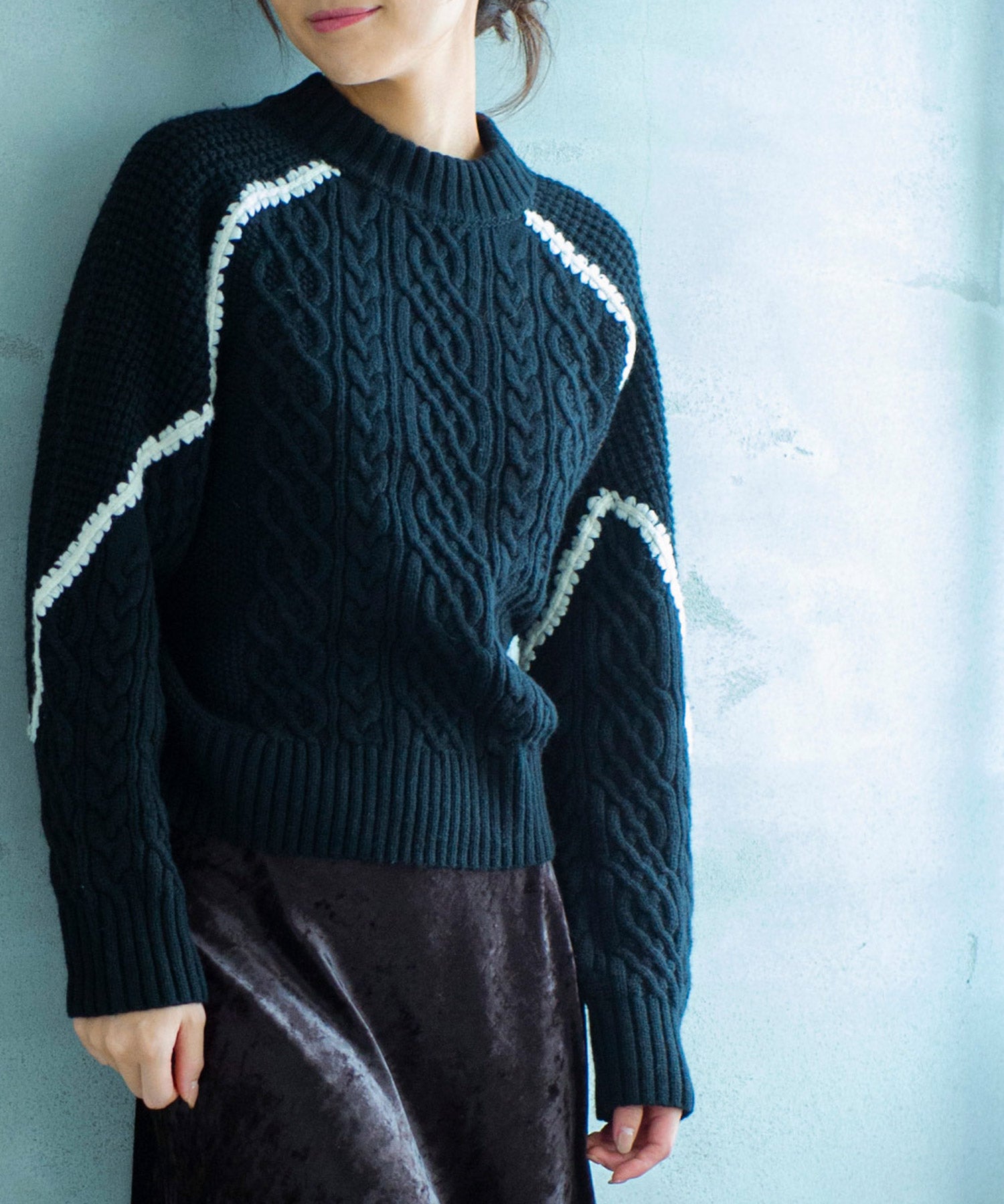 【11月下旬お届け予約商品】ウォッシャブルケーブルニット