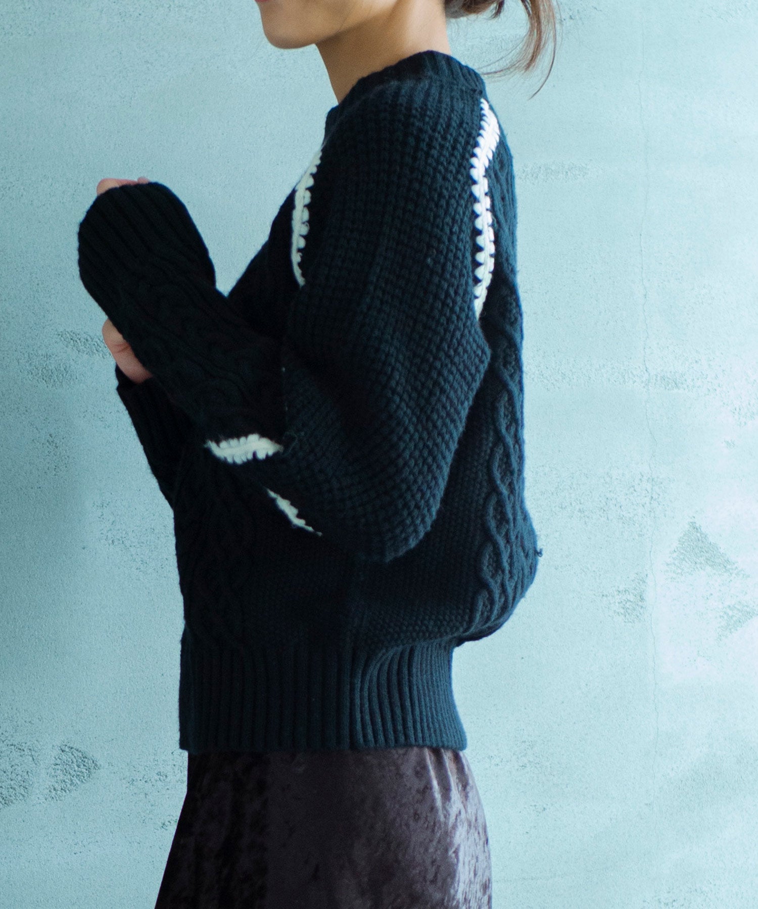 【11月下旬お届け予約商品】ウォッシャブルケーブルニット