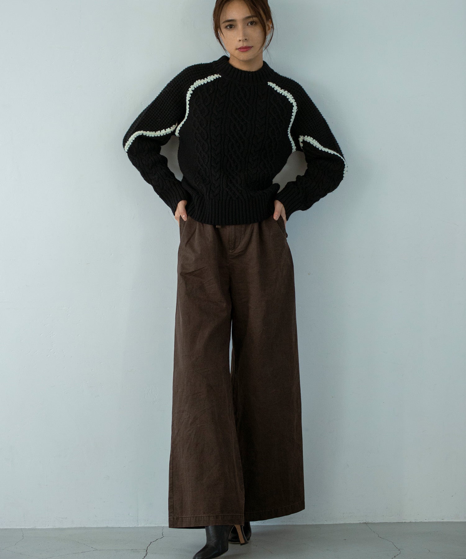 【11月下旬お届け予約商品】ウォッシャブルケーブルニット