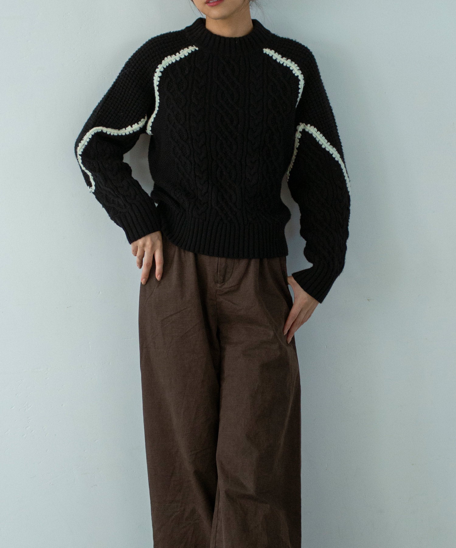 【11月下旬お届け予約商品】ウォッシャブルケーブルニット