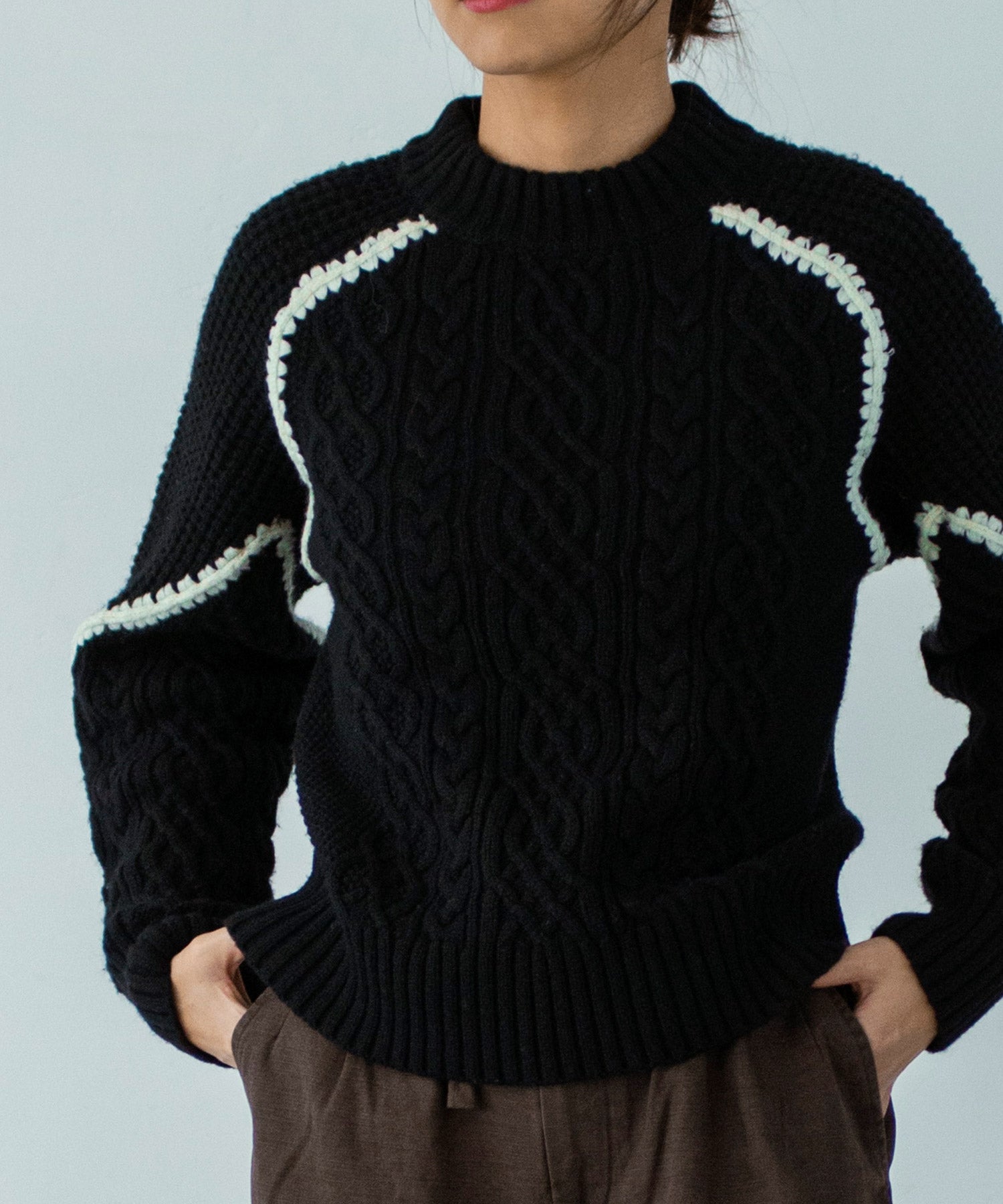 【11月下旬お届け予約商品】ウォッシャブルケーブルニット