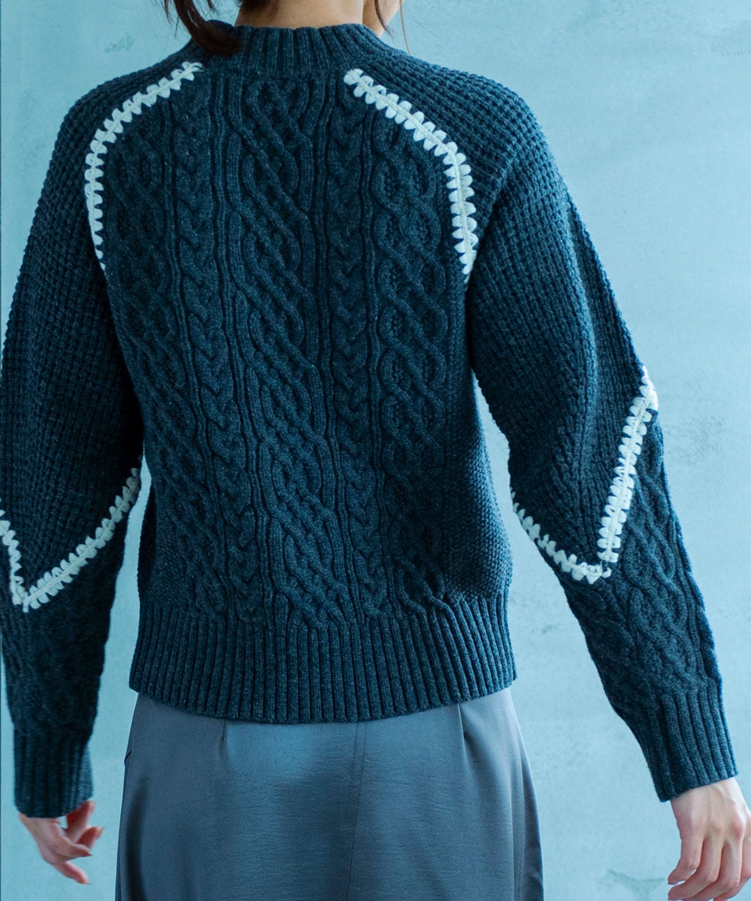 【11月下旬お届け予約商品】ウォッシャブルケーブルニット