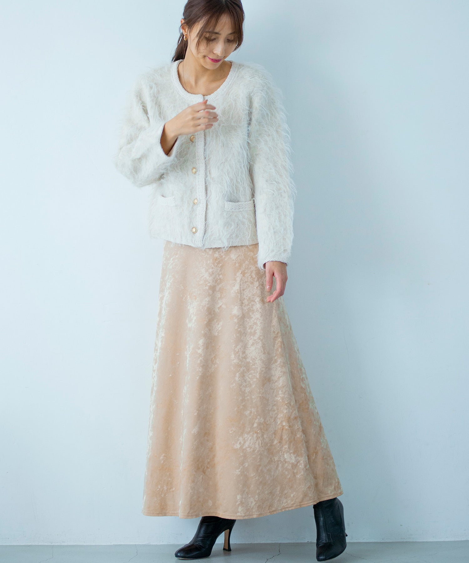 【11月下旬お届け予約商品】シャギーニットカーディガンジャケット