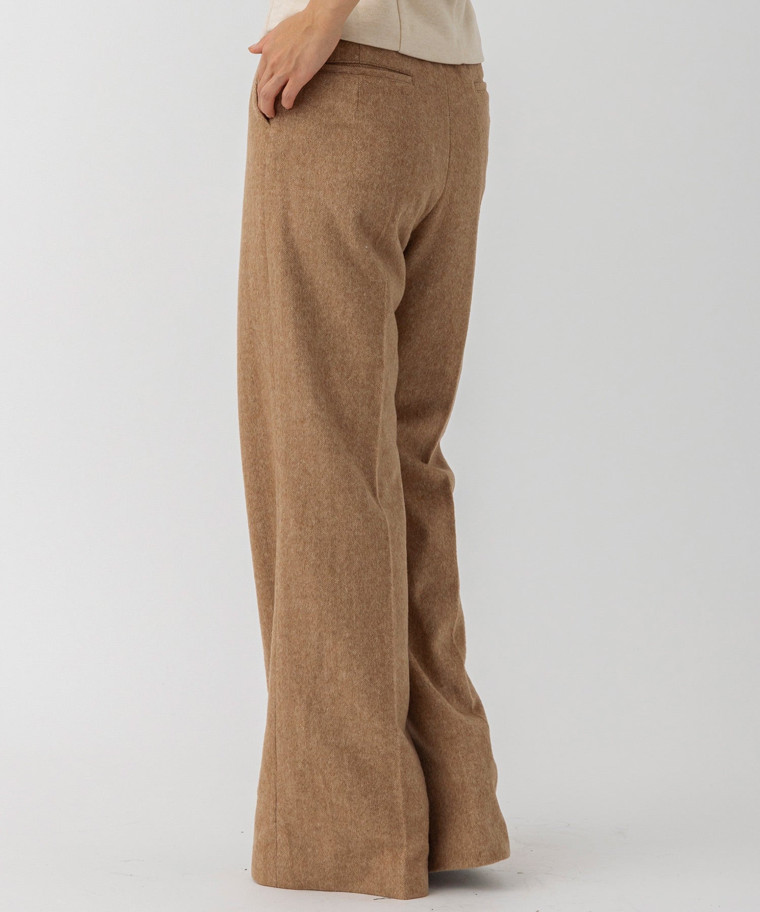 ヘリンボーンウールツイードワイドパンツ