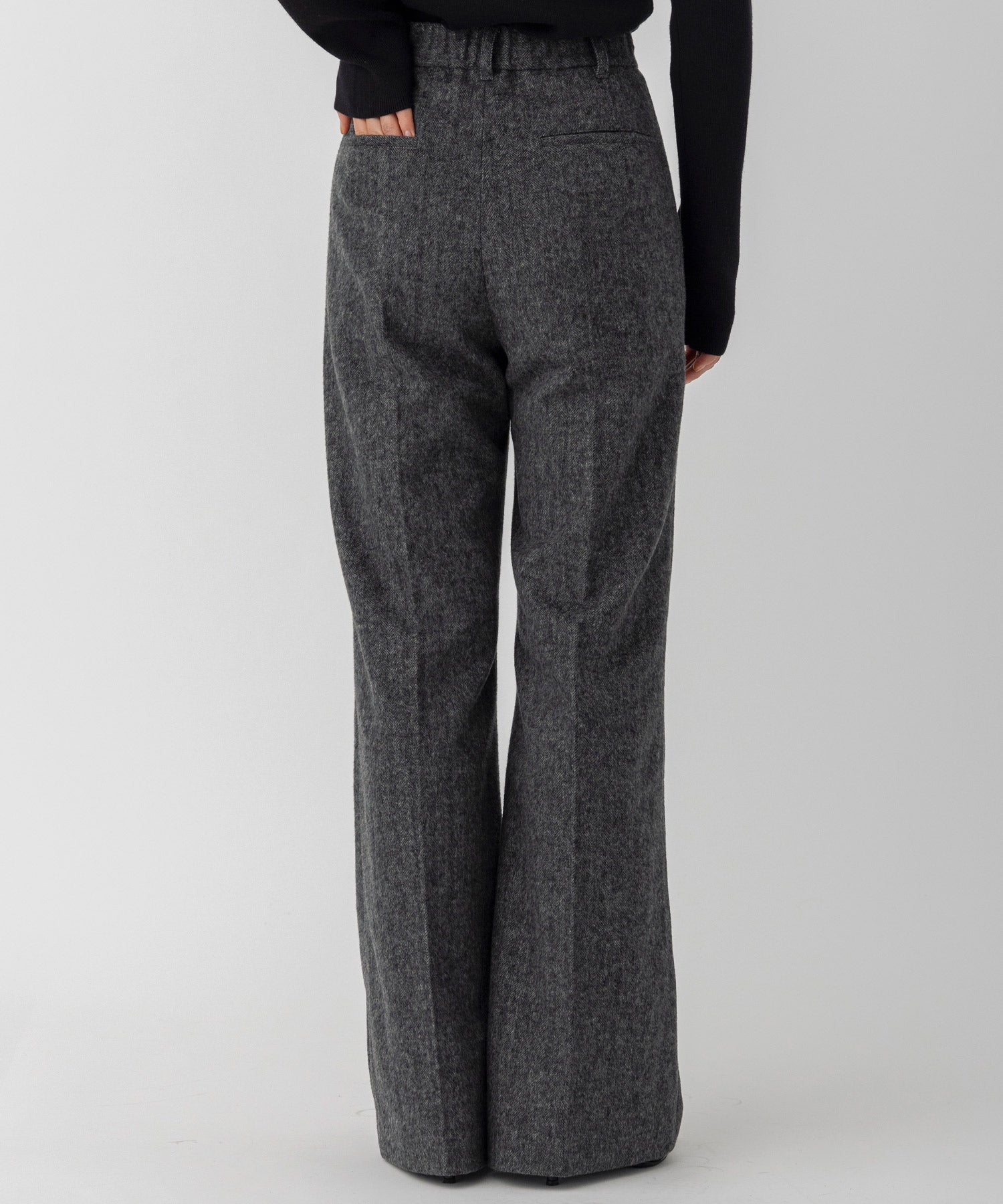 ヘリンボーンウールツイードワイドパンツ