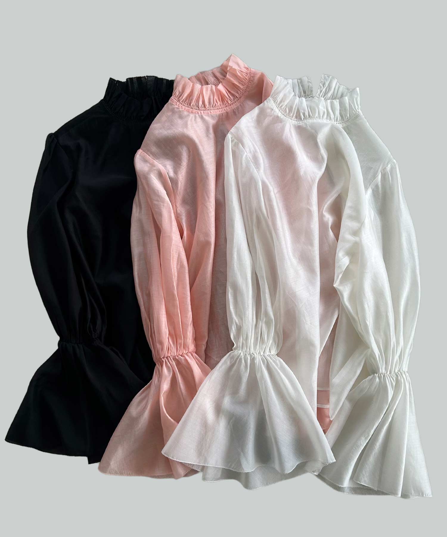 フレアスリーブ スタンドネックシアーブラウス【セレモニー/オケージョン】